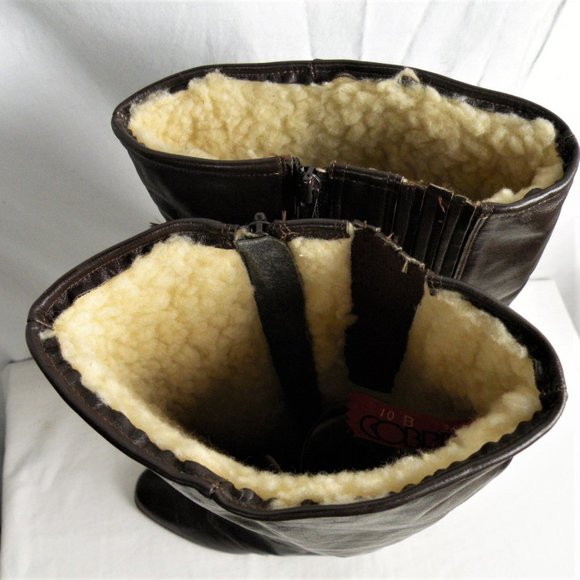 COBBIES Shoes Vintage 7s Cobbies Brown Leather Knee High Sherpa